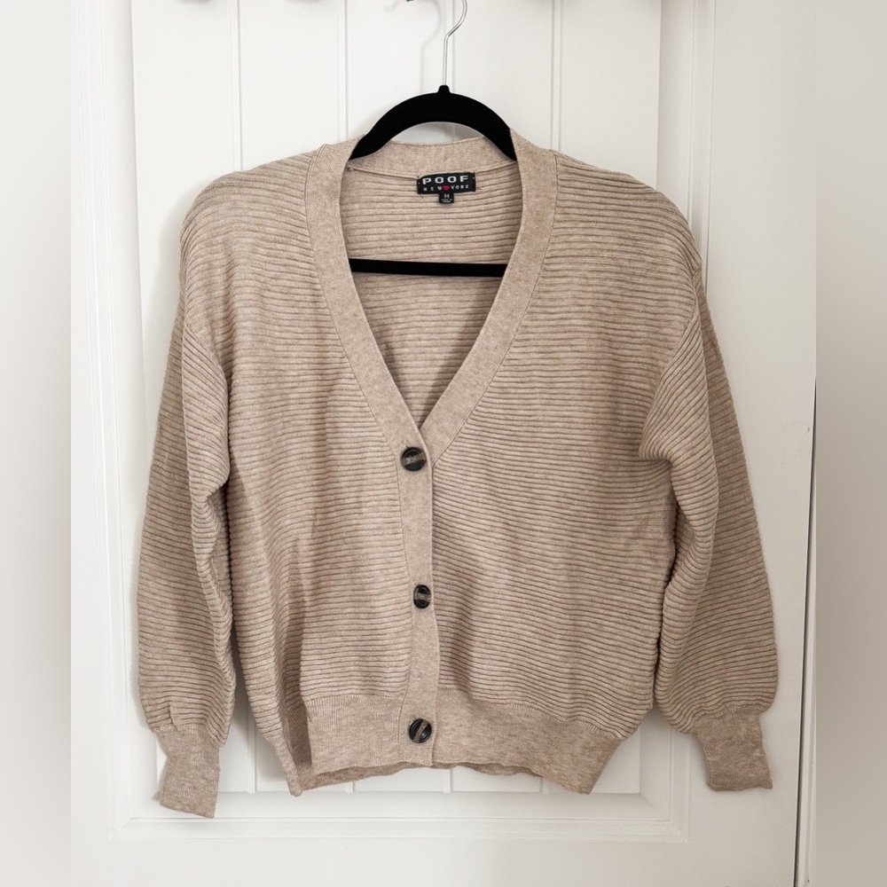 Women's Beige Button-Up Cardigan